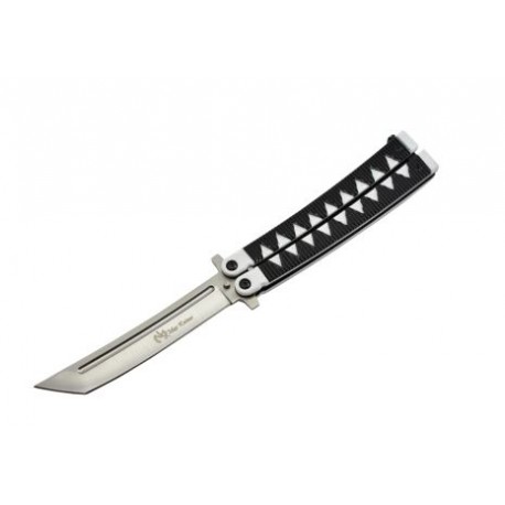 Couteau papillon "Balisong" (tanto, 14 cm fermé, lame 11 cm) - Chrome