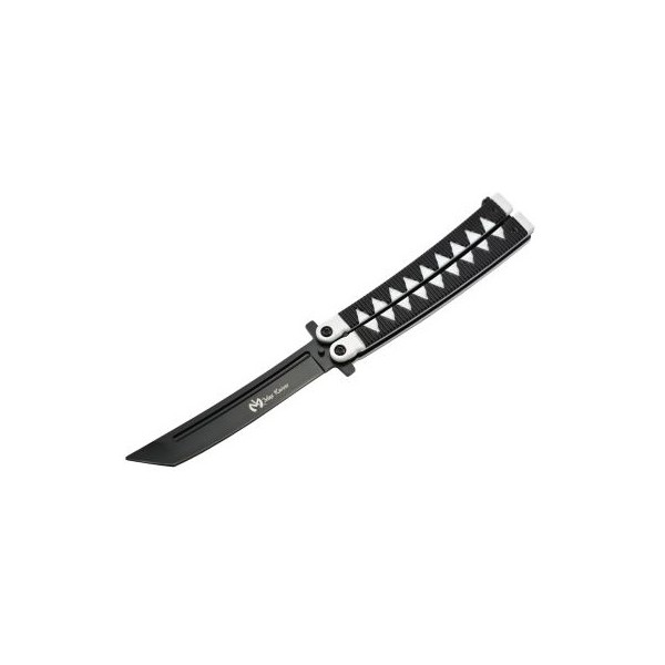 Couteau papillon "Balisong" (tanto, 14 cm fermé, lame 11 cm) - Noir