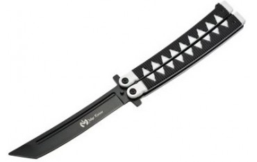 Couteau papillon "Balisong" (tanto, 14 cm fermé, lame 11 cm) - Noir