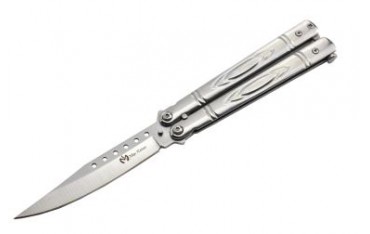 Couteau papillon "Balisong" (indien-12,5cm fermé-lame 9,5cm) - Chromé